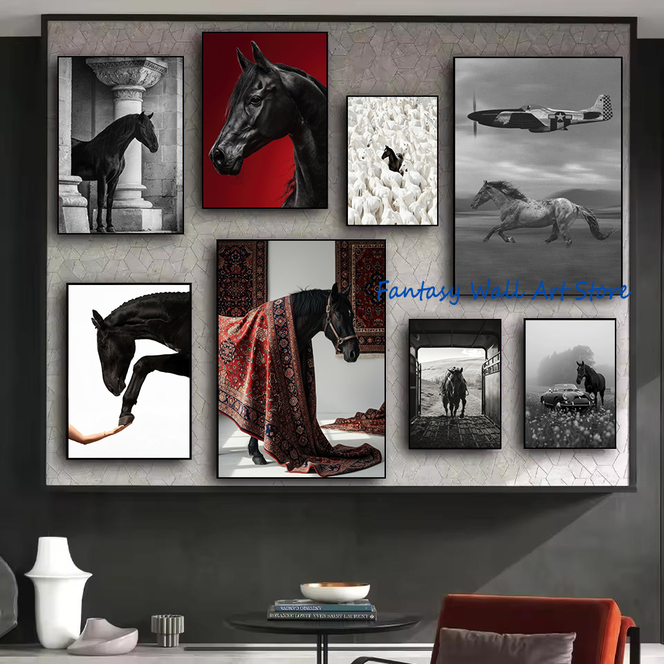 Luxury Lifestyle Pictures - Foto di Cavalli Neri Vintage, Arte